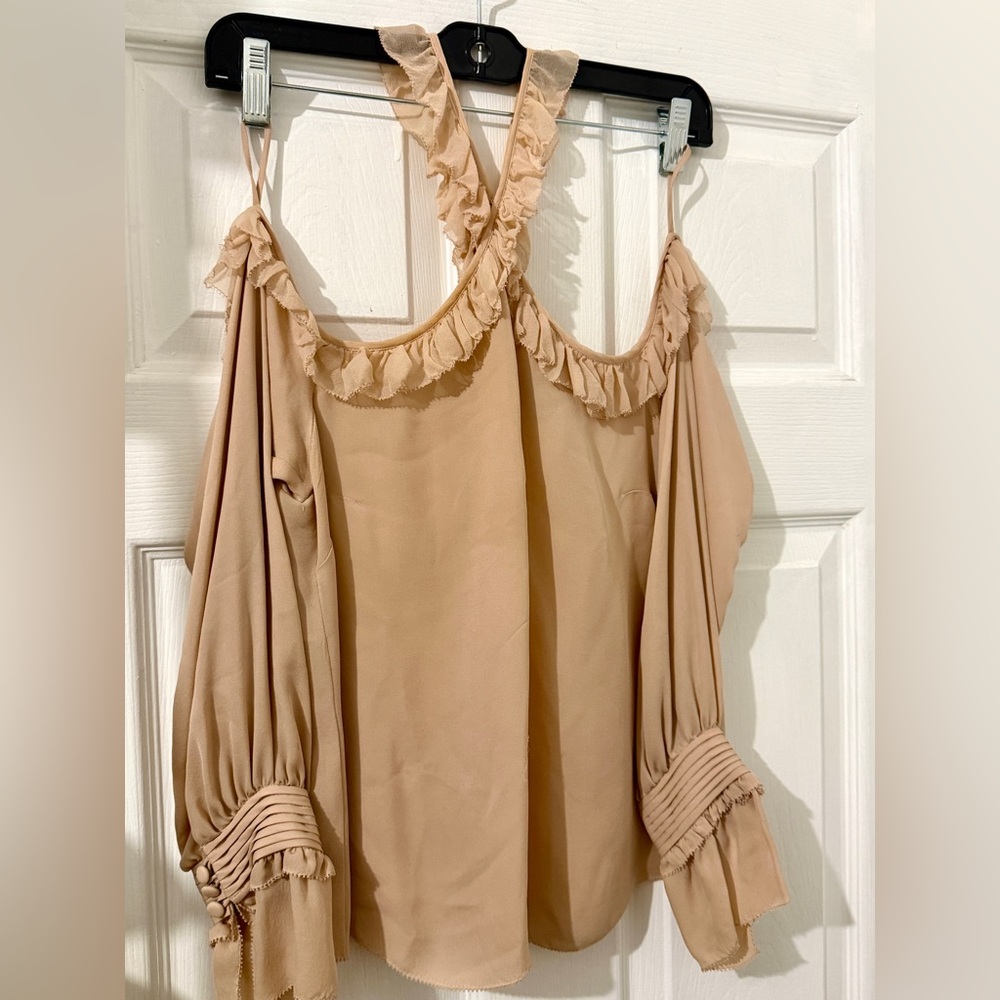 INTERMIX silk Blush Ruffle Blouse